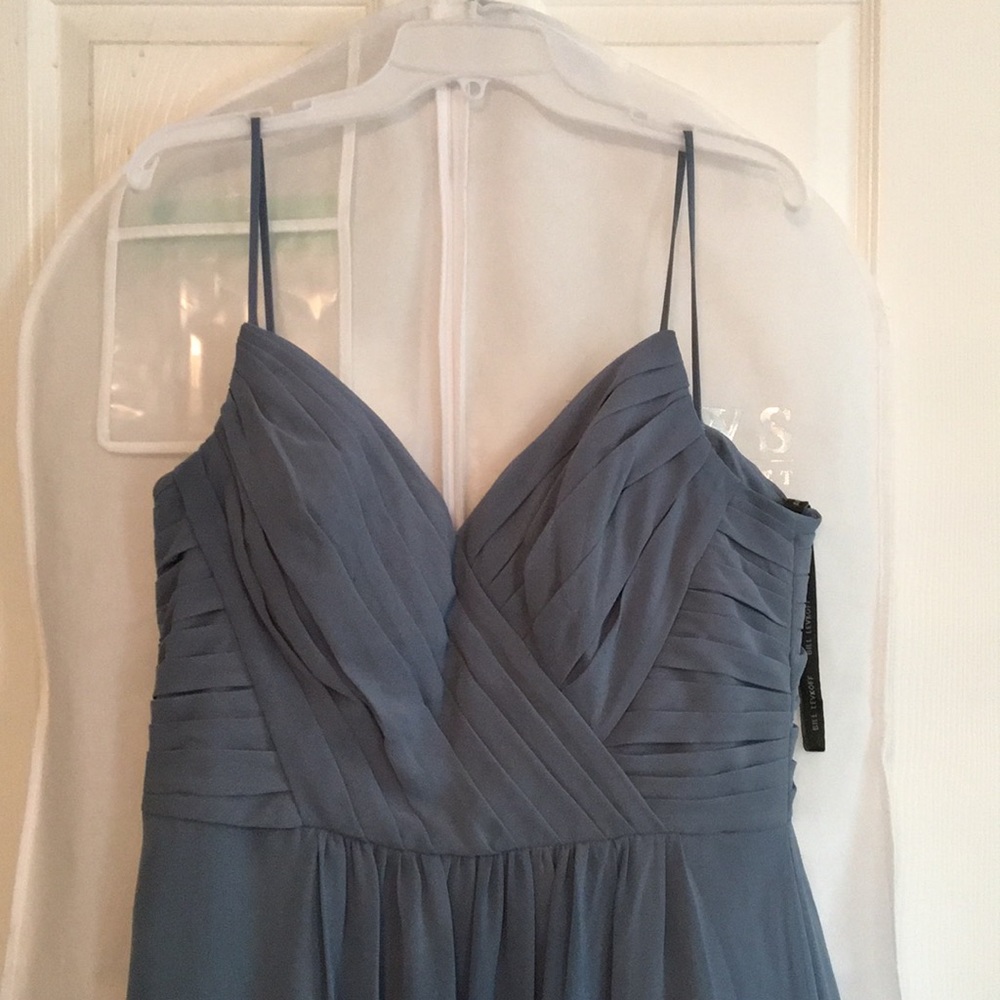 Bill Levkoff Blue Slate Bridesmaid Dress